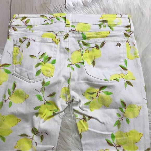 Kate Spade Lemon Print White Skinny Ankle Jeans - Picture 5 of 8